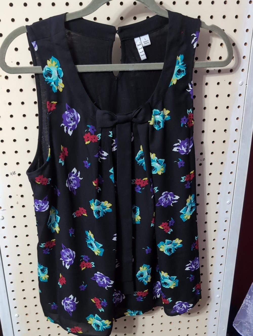 Elle Black Floral Bow-Front Sleeveless Camisole